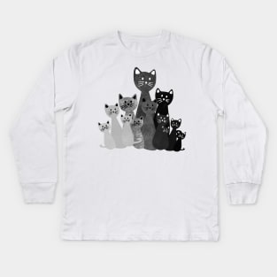 Black and White Cats Kids Long Sleeve T-Shirt